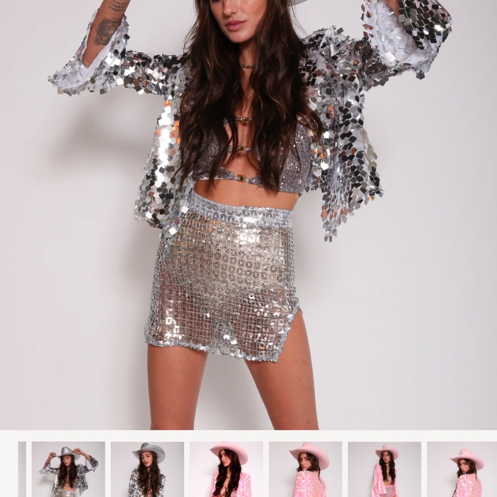 EastnWest Silver Sequin Jacket never worn